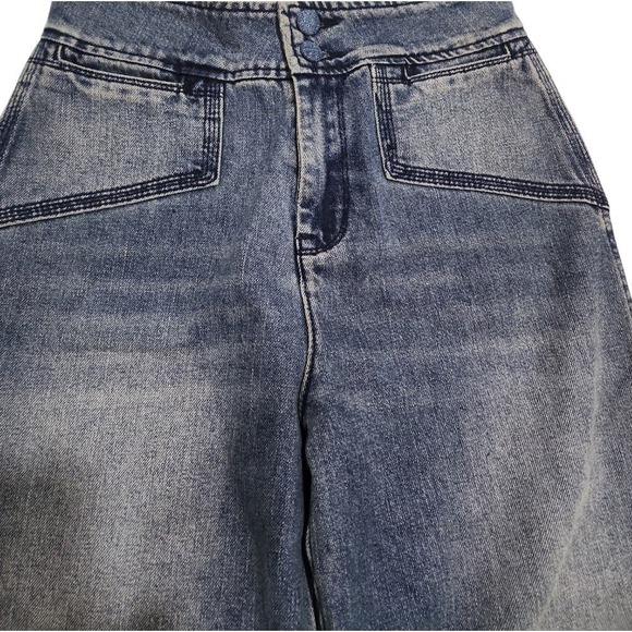 House of Harlow 1960 Women 26 Blue Wide Leg High Rise Denim Jeans Hippie Retro - Picture 10 of 14